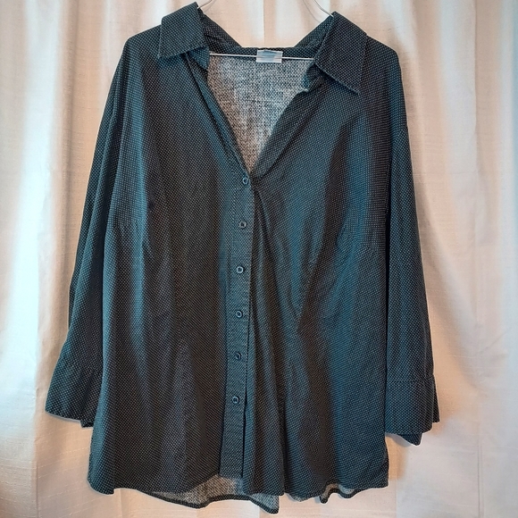Women's 3X Button Blouse 3/4 Sleeve - Picture 2 of 8